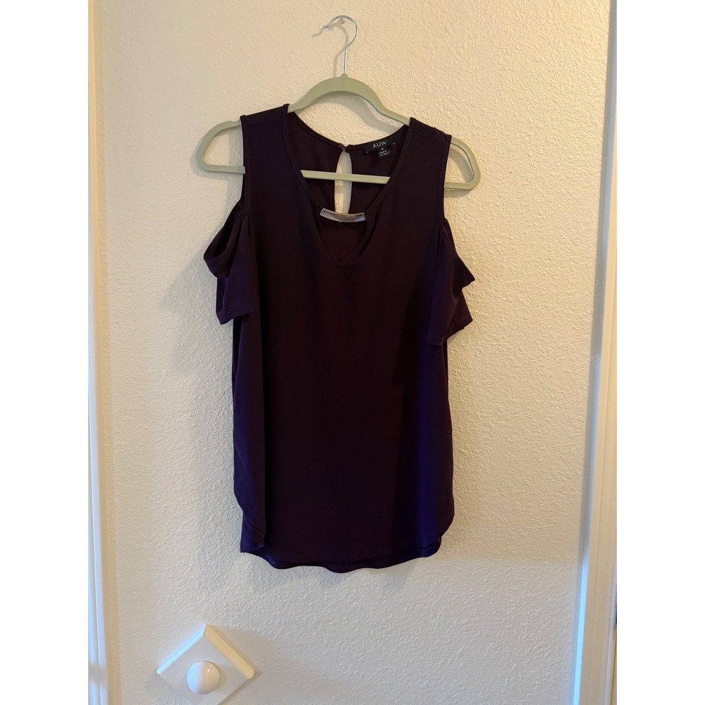 AUW Plum Cold Shoulder Top Sleeveless V Neck Blouse Womens Size M